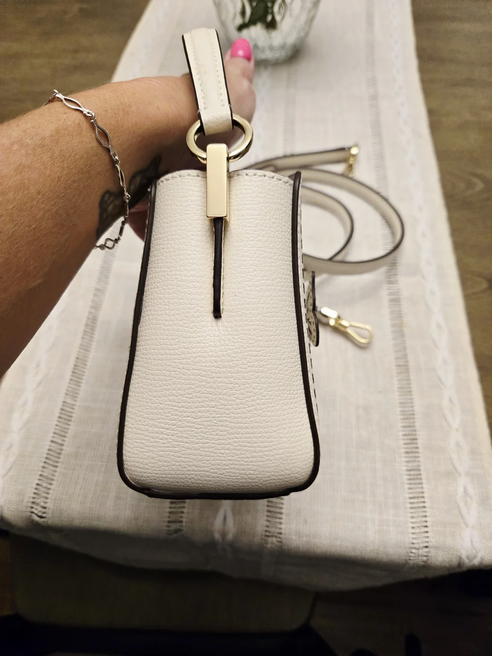 ✨ Kate Spade Phoebe Perforated Mini Top Handle Bag in Meringue/White.